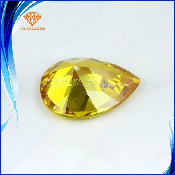 Wuzhou Wholesale Cubic Zirconia, Excellent Pear Cut Cubic Zirconia Stones,yellow Diamond Color cz Stone photo-2