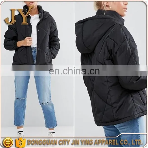 Women's Clothing Factory Women Jacket Coat, Black Padded Jackets, Winter Jackets With Detachable Hood Apparel for Wholesales