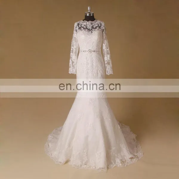Mermaid Lace Trumpet Long Sleeve Wedding Dress in Malaysia