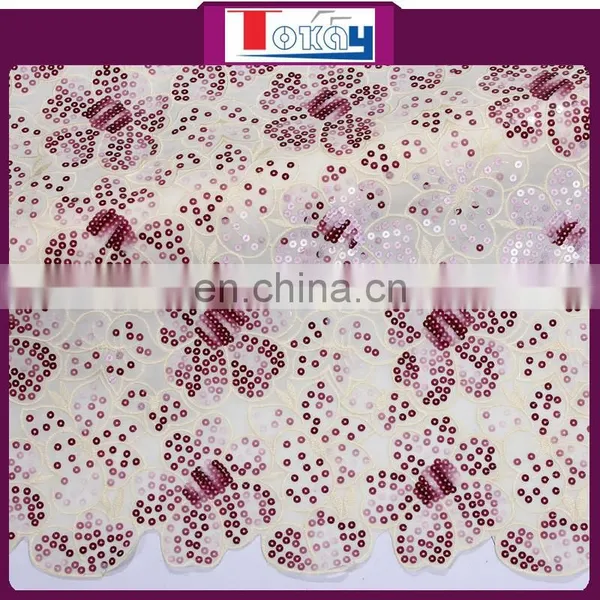 African Organza Embroidered Sequin Fabric Lace Embroidered Fabric