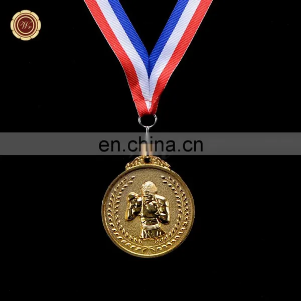 Wr Quality 24k Gold Plated Boxing Award Medal Wholesale Medal Ribbon Art Craft photo-2