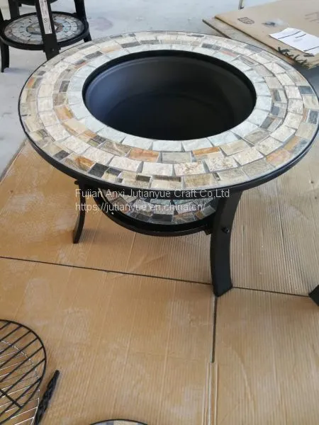 Outdoor Metal Brazier Square Table Firepit Garden Patio Heater/BBQ/Ice Pit With Waterproof Cover (Fire Pit & Grill)