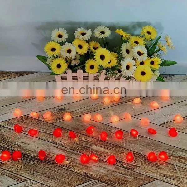 Battery Powered Heart Shaped Copper Wire String Light For Valentine Wedding Party Decoration photo-6