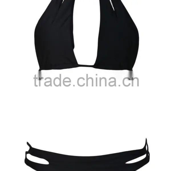 Sexy Ladies 2 Pieces Swimsuit Swimwear Bikini High Neck Cropped Bikini photo-2