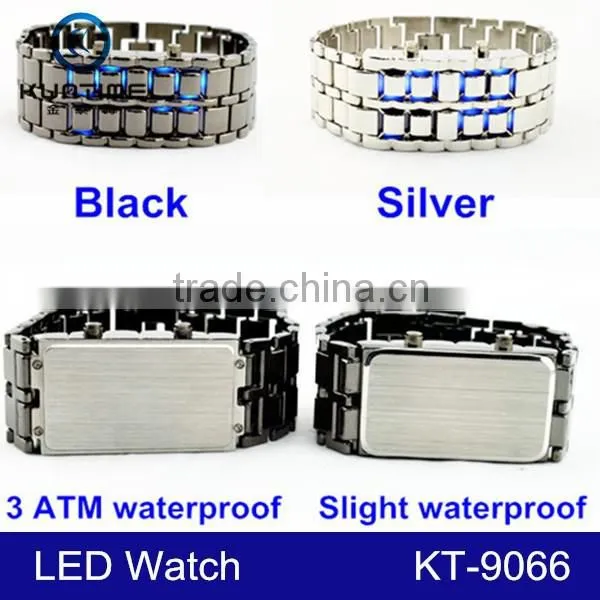 2015 Fashion Lava Style Samurai Metal Blue LED Faceless Watch photo-6
