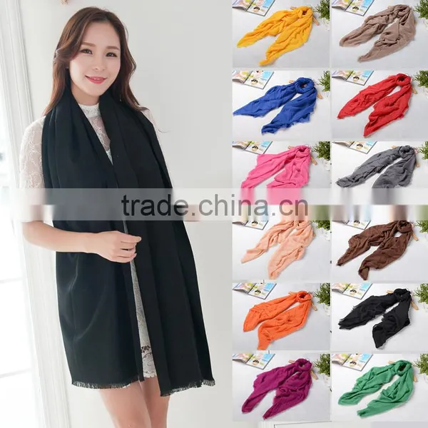 100% Polyester Feel Silk Plain Scarf and Printed Scarf