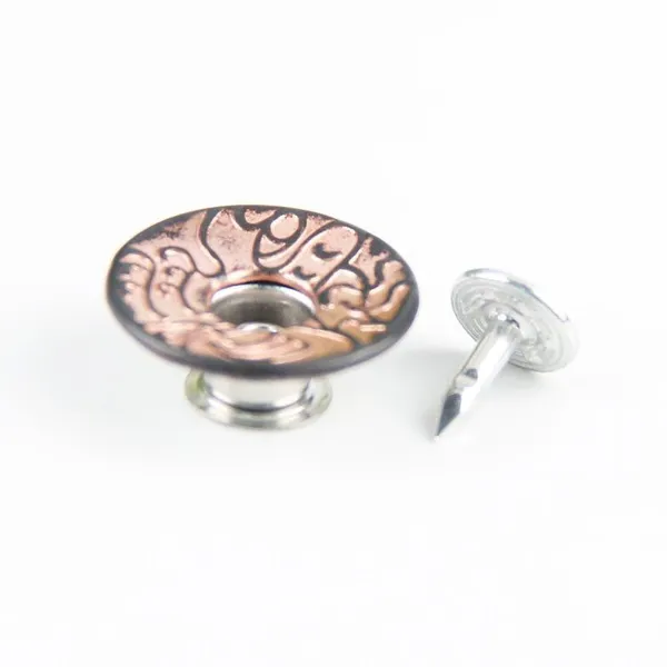 17mm Open Hole Shank Button With Aluminum Nail With Logo for Jeans Jacket Pants photo-4