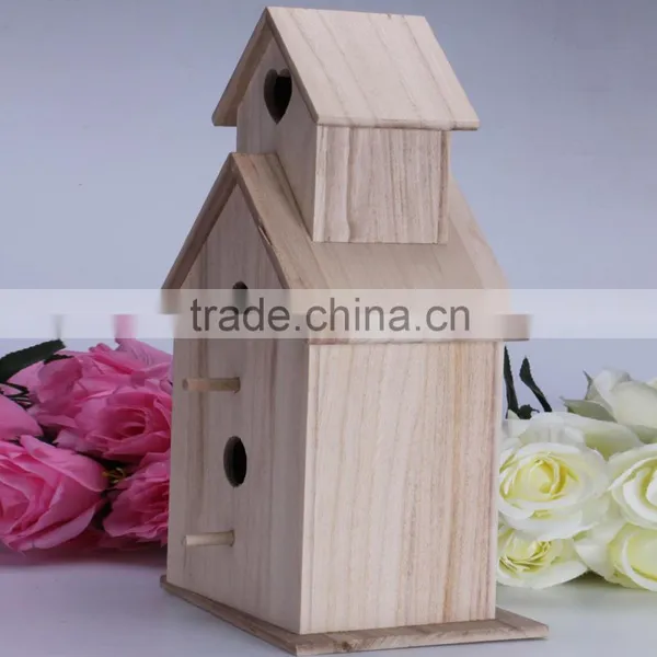 2016 Top New Natural Colour Wooden Bird House,Popular Wooden Bird House,Cheap Outdoor Hanging Wooden Birds House Quality Choice photo-2