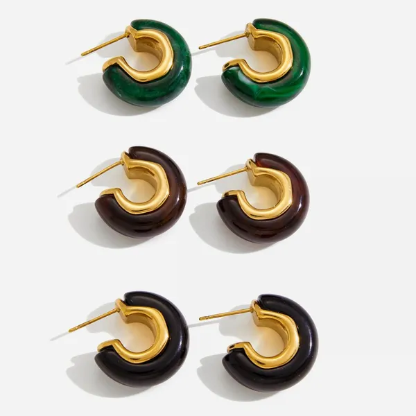 Personalized Initial Letter Stud Earrings - Gold Plated Stainless Steel Jewelry photo-2