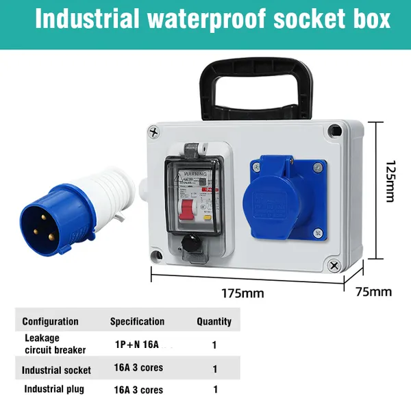 Portable Industrial Waterproof Socket Box With Circuit Breaker Overload Leakage Protection, Multiple Sizes & Socket Configurations Optional photo-5