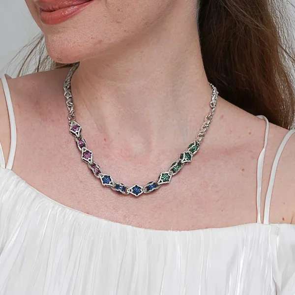 Shining Star Jewelry New Design Fashion Colored Diamond Beads Infinity Necklace