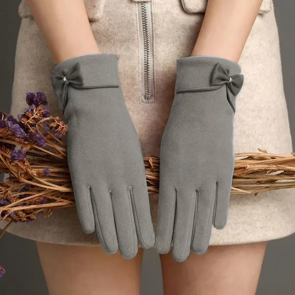 Women Winter Touch Screen Gloves Bow Decor Warm Driving Daily Gloves Multiple Colors Available In Stock photo-2