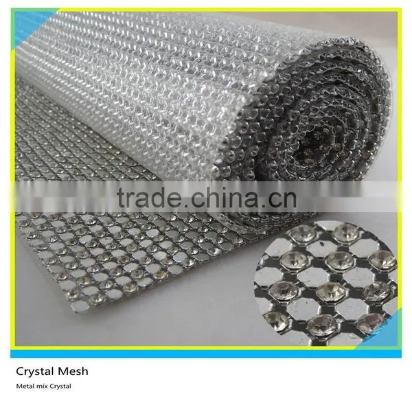 3mm Crystal Rhinestone Mesh Trim Ss10 Clear Crystal Silver Base photo-2