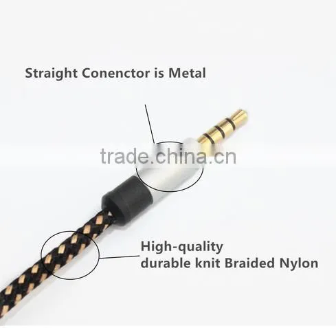New Products 2016 Quality Nylon Fabric Braided Aux Cable 3.5mm Male Male Colorful Audio Cable Free Samples Supplier's Choice photo-3