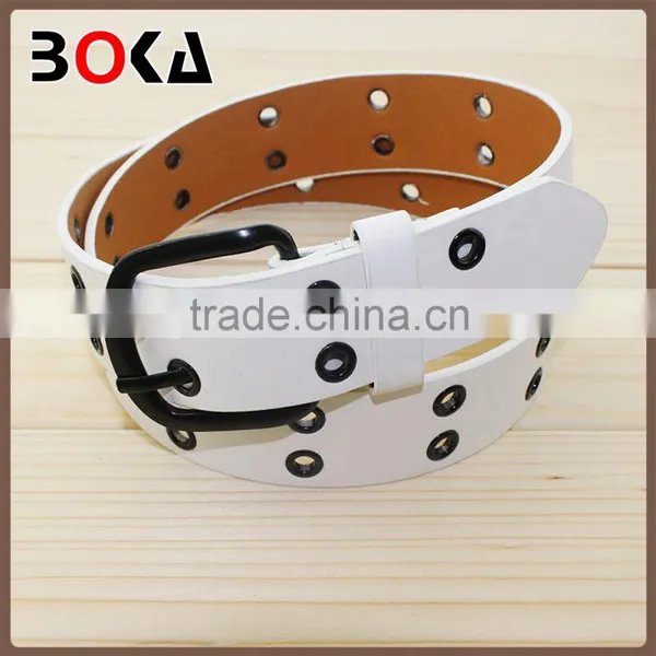 // Fashion PU Timing Belt With Holes for // Wholesale Rivets Design pu Leather White Belts //