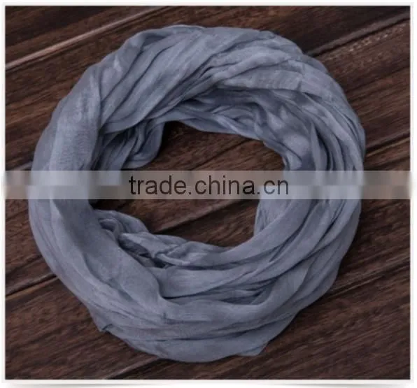 Trend All-match Dubai Muslim Man Women Neck Warmer Real Silk Solid Infinity Scarf photo-6