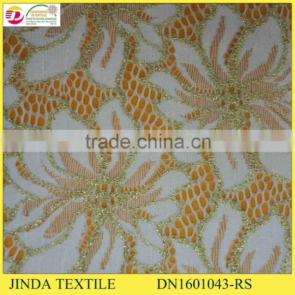 2016 Gold Nylon Spandex Soft Golden Lace Fabric For Women Dress photo-2