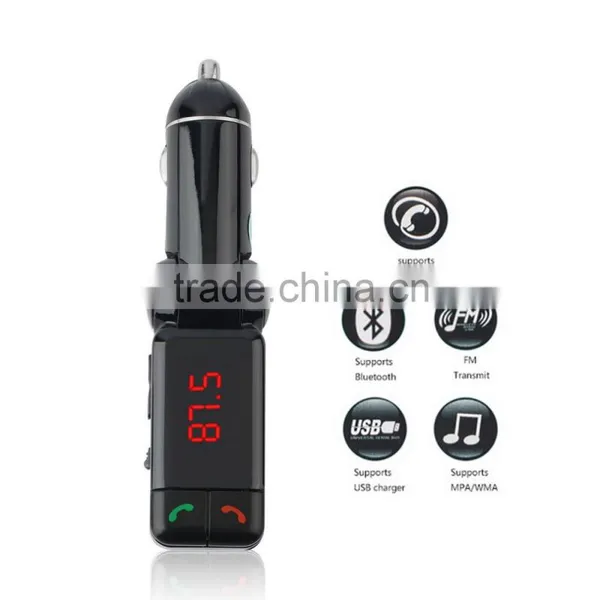 Car MP3 Audio Player Bluetooth FM Transmitter Wireless FM Modulator Car Kit HandsFree USB Charger for IPhone & for Android