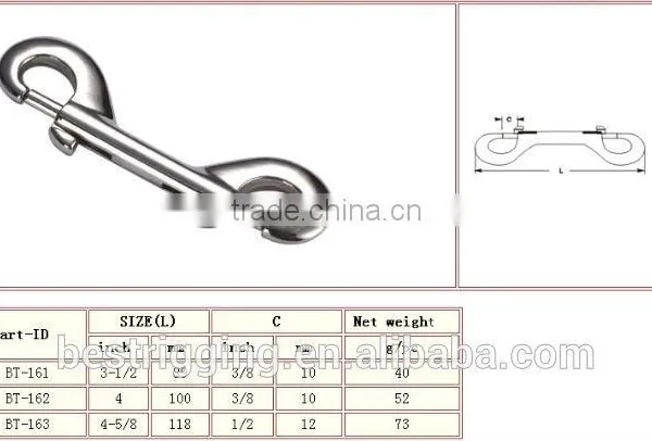 China Supplier Sale Rigging Double End Bolt Snaps,Solid Brass Fixed Eye Bolt Snap Hooks For Handbag in Carabiner Manufacturer photo-2