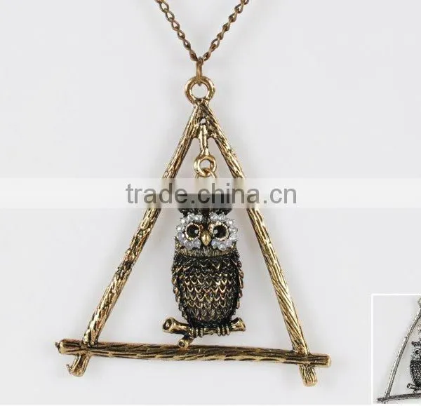 Fashion Vintage Long Chain Owl Pendant Necklace