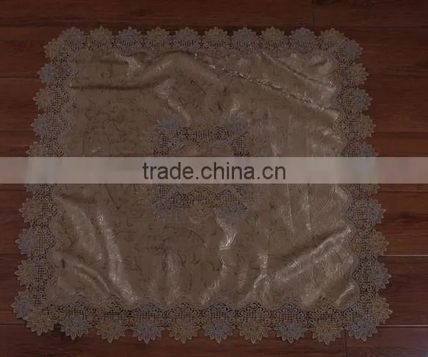 Hot Sale Good Quality Square Coffee Color Watersoluble Lace Table Cloth Made in China
