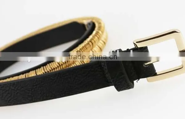 2015 Fashion Dress PU Belt With Shiny Gold Metal Accessories in Yiwu photo-2