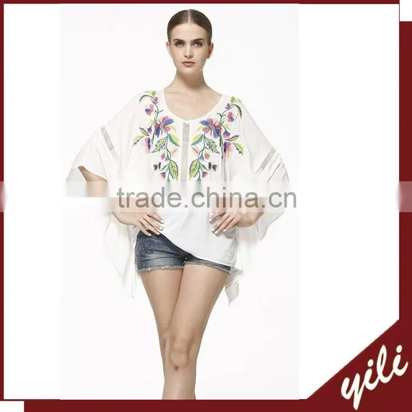 Images of Ladies Casual Tops Embroidery With Lace Trim 2015 Wholesale Quality Choice photo-2
