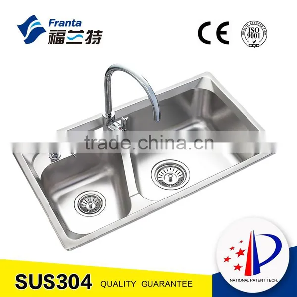 Stainless Steel Double Drainer Deep Kitchen Sink for Sale