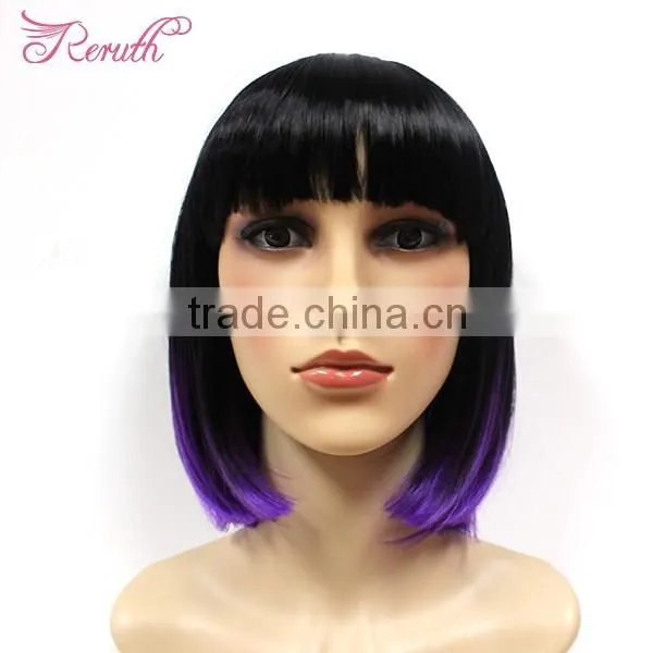 Wholesale Two Tone Colorful Human Short Bob Hair Lace Front Wig photo-5