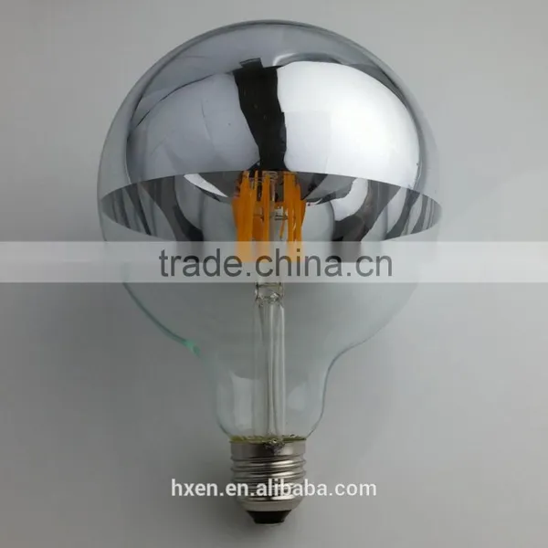Mirror Head Bulb Filament Led Half Chrome Silver Mirror Dimmable 8W A19 A60 E27 E26 G125 Globe Bulb Led photo-2