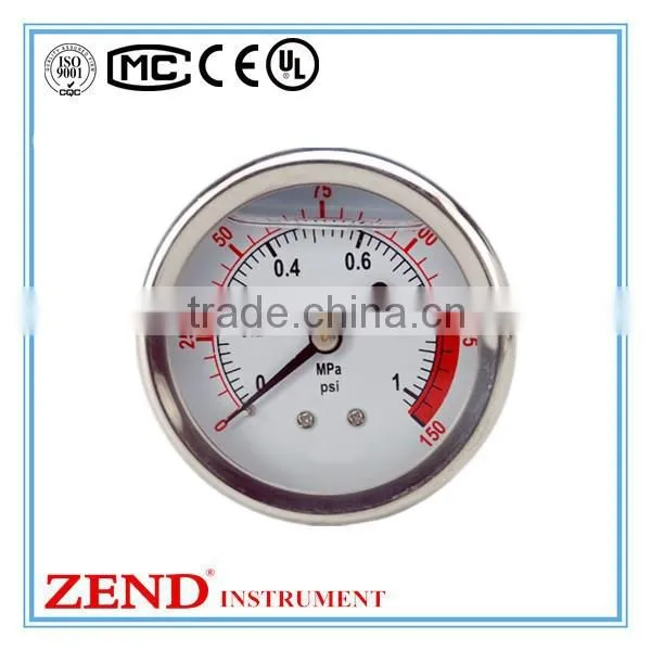 High Quality Bottom Mounting 63mm Stainless Steel Liquid Filled Air Pressure Gauge
