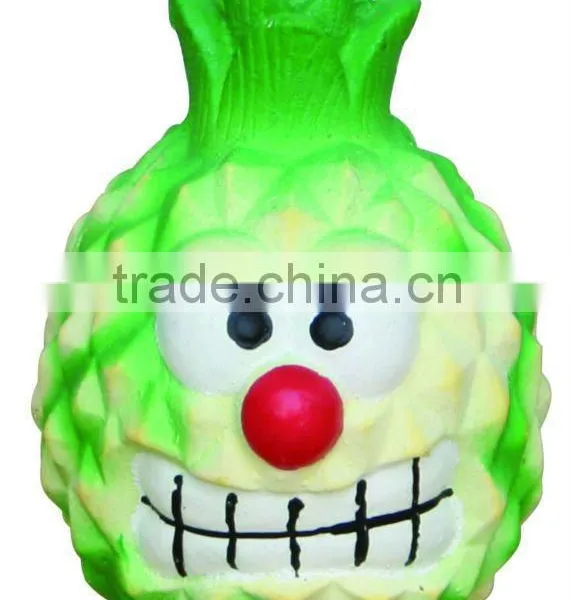 Face Ball Pineapple Latex Chewing Pettoy With Squeaker