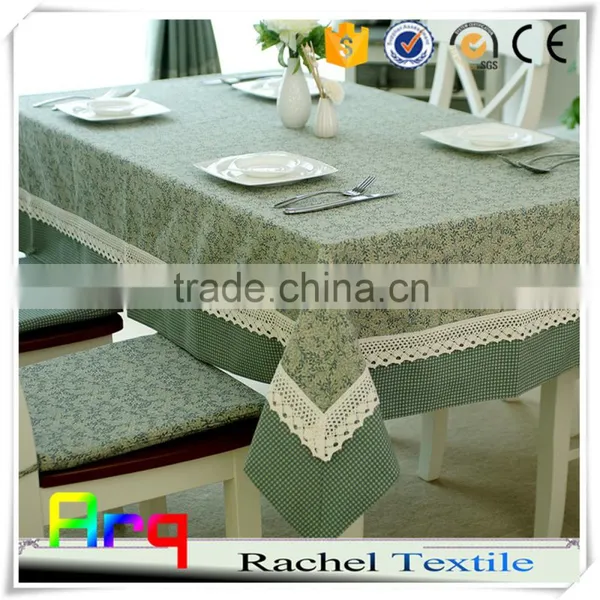 New Designed Christmas Style Linen Cotton Material Jacquard Tablecloth Fabric Light Green