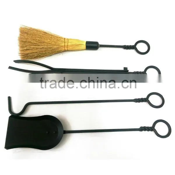 5 Piece Matte Black Hearth Center, Log Rack With Fireplace Tools photo-6