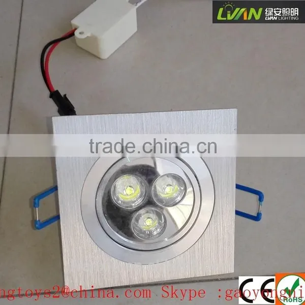 Aluminium IP55 3w Square Recessed Led Ceiling Light for Store Shop photo-2