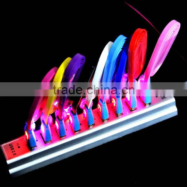 Colorful Led Smiley Face Micro Usb Cable,flashing Light for Mobile Phone