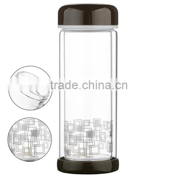200ml Drinking Water Bottles With Colorful Lid Double Wall Glass Water Bottle for Tea photo-4
