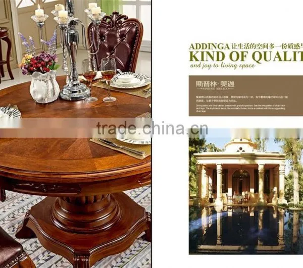 Dark Brown Round Dining Table and Chair photo-2