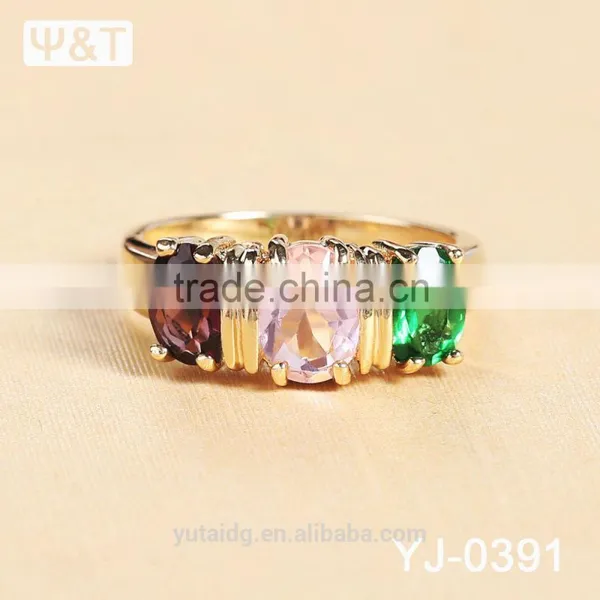 Jingli Jewelry Gold Plated Wedding Ring With Colorful Stones (YJ-391) photo-5