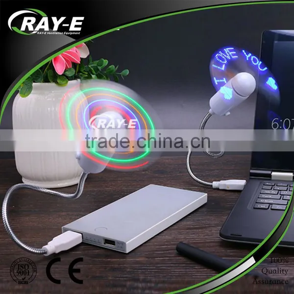 2016 New Type Plastic Flexible Programmable Led Message Usb Mini Fan for Computer