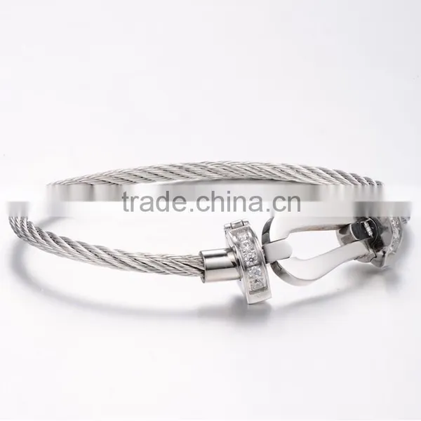 Bracelets Men 2016 Trending Products Natural Color 316l Stainless Steel Jewelry AAA Zircon Inlay Wholesale Fashion Bangle photo-2