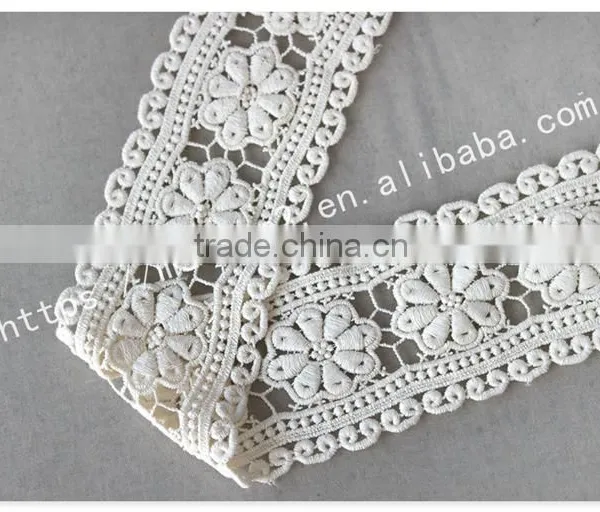 Newest Design 8cm Width Flowers Embroidery Cotton Lace Trim Wholesale photo-4
