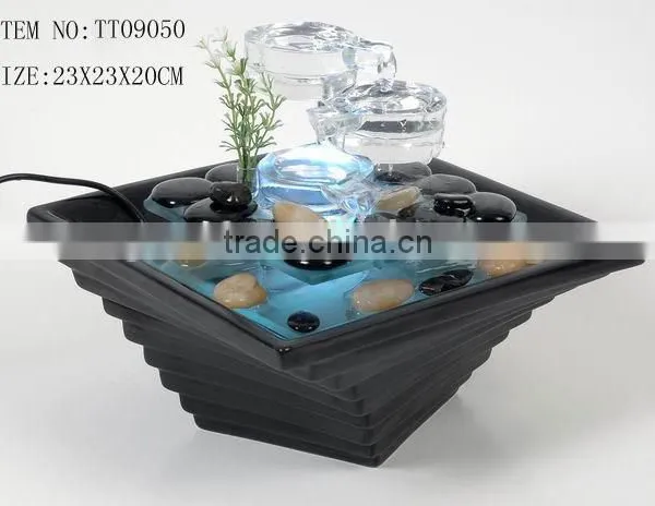 Poetic Mini Table Water Fountain With LED Light for Home Decoration photo-3