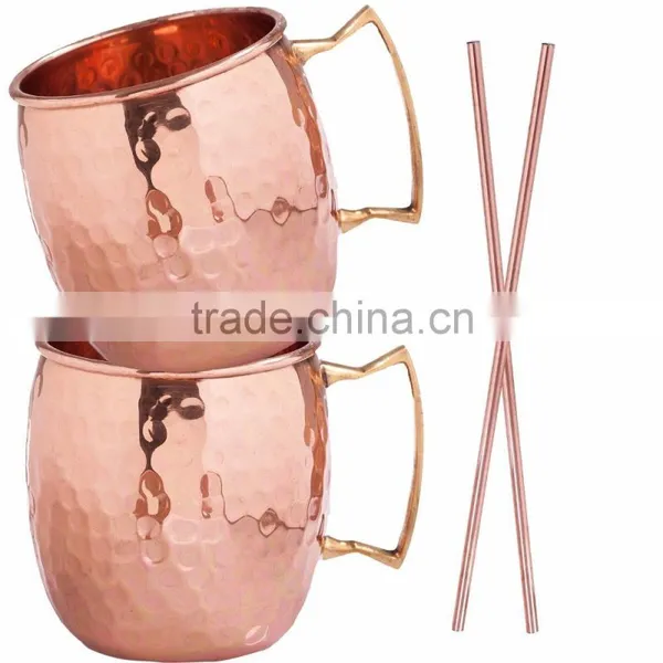 MOSCOW MULE MUGS With Straw/ Copper Mug With Copper Straw/ SOLID COPPER MUGS MANUFACTURER INDIA photo-3
