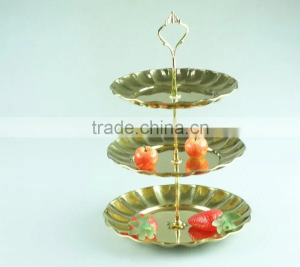 Stainless Steel Metal Flower Plate Salver Metal Decoration With 3 Layer photo-6
