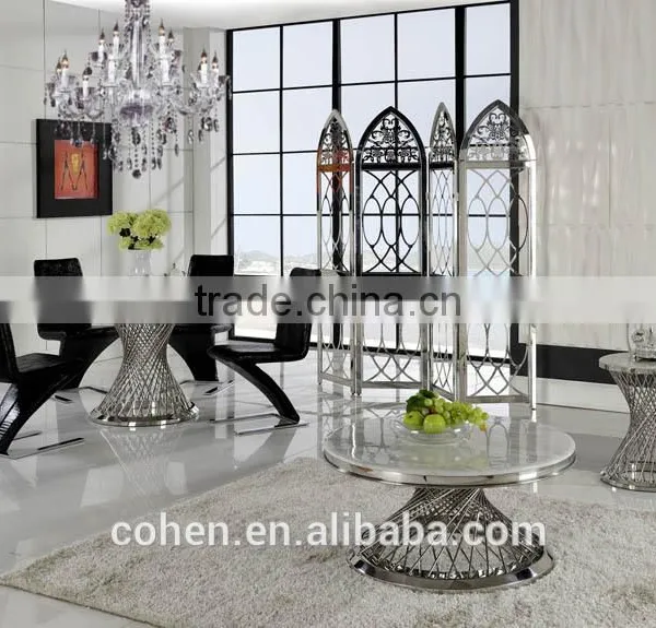 2016 Hot Sale Stylish Design Marble Top Dining Table and Chairs/stainless Steel Furniture Dining Table Set for Restaurant photo-5