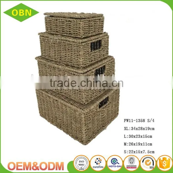 Wholesale Customized Natural Handmade Folding Seagrass Basket With Lid photo-2