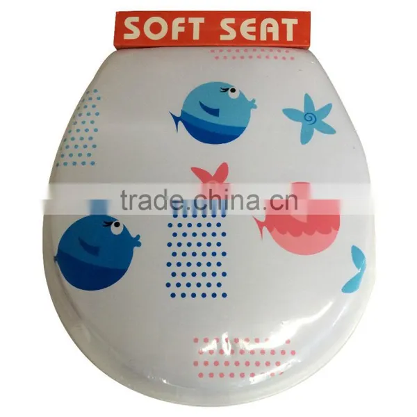 Printed Color PVC Adult Soft Toilet Seats / WC Seat Flowery Color Soft Toilet Seat Lid photo-5