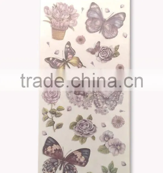 Purple Color Butterfly & Rose Design Sticker, Antique Decorative Shinny Glitter Sticker photo-3
