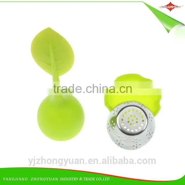 ZY-F1123 Silicone Tea Strainer Infuser Diffuser Filter With Leaf Lid,steel Ball,resting Plate photo-6